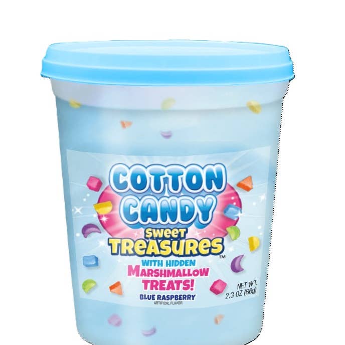Sweet Treasures w/Marshmallows Cotton Candy, 2oz Tubs, 12ct for wholesale by Grandpa Joe's Candy Shop