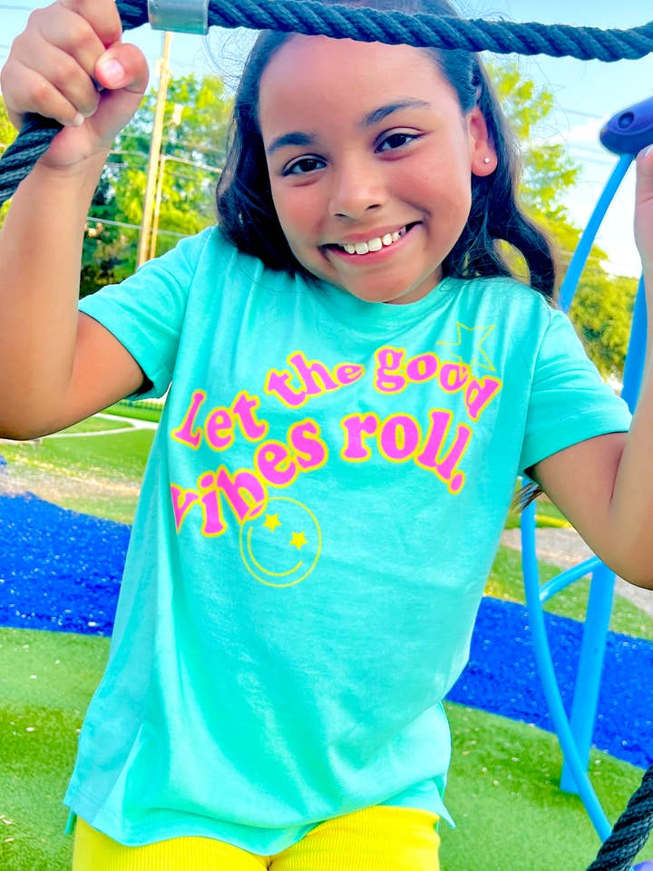 Camiseta con estampado Let the Good Vibes Roll Cuff para adolescentes para venta al por mayor de Paper Flower