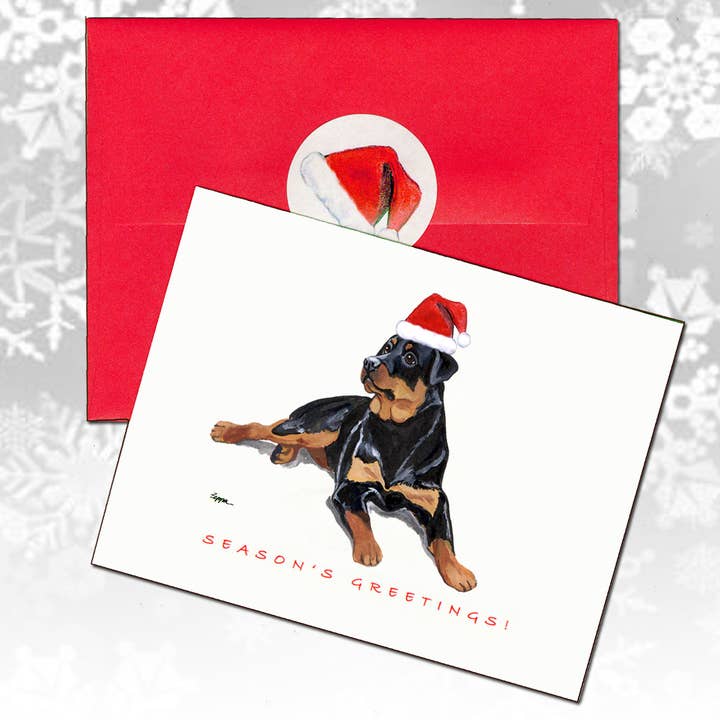 Cartes de Noël Rottweiler pour la vente par Zeppa Studios