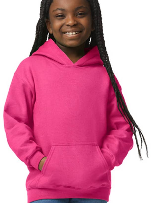 Specialdesignet - Hættetrøje (Heliconia) Youth, Gildan, Heavy Blend 50/50 Fleece for engroshandel hos Inklusive Printing, Designs & More