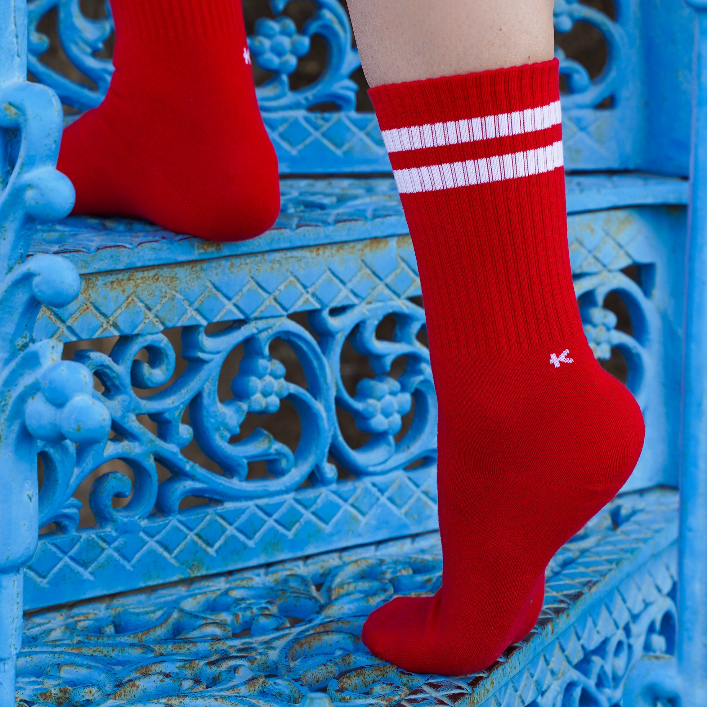 KLUE - Wholesale Socks - Unisex - KLUE organic cotton Tennis sport socks | Red and white1