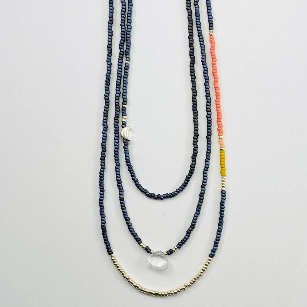 Sarah Crawford Handcrafted - Vente Parures de bijoux - Grays Parure de collier à trois perles - Cristal transparent1