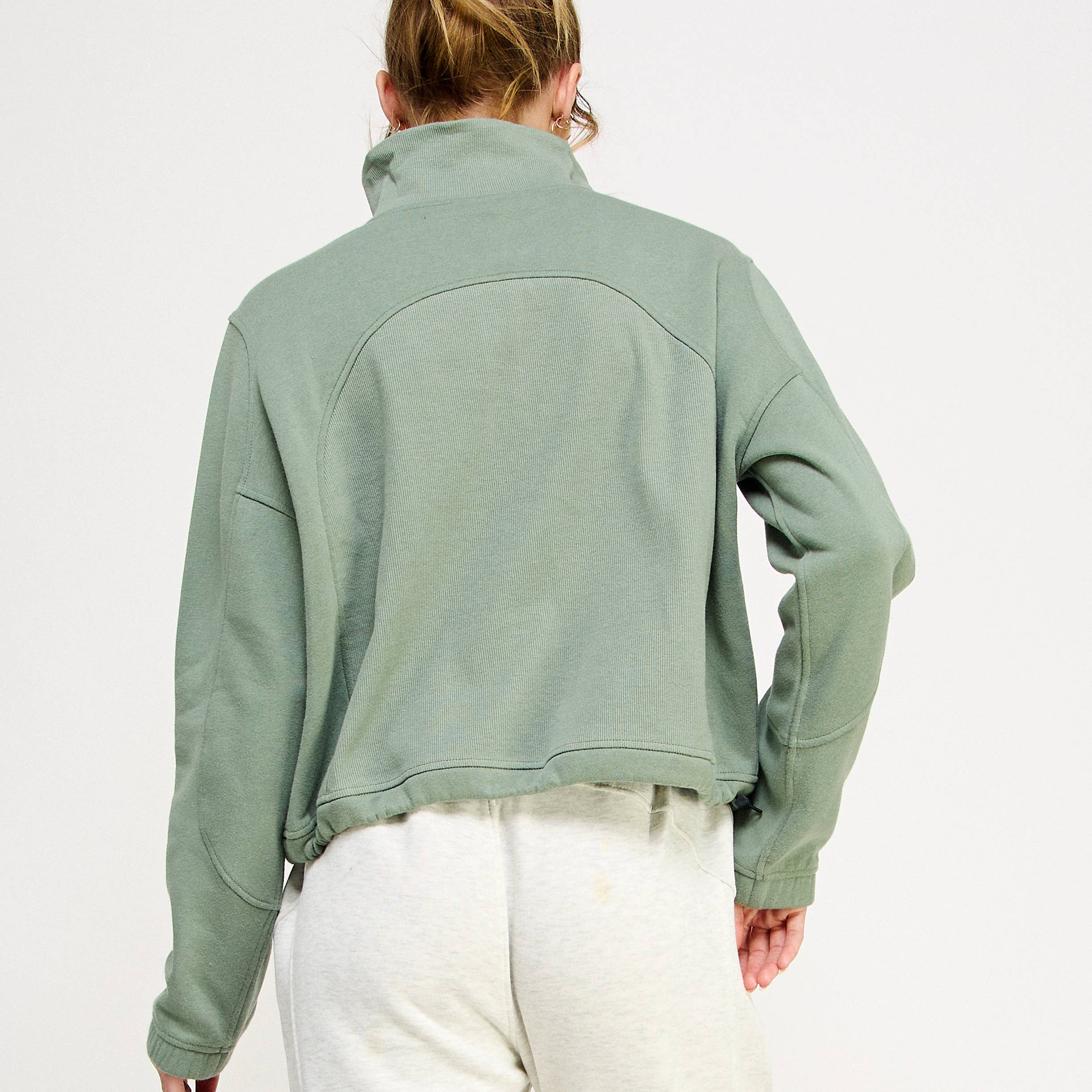 FREEZIA - Wholesale Sweatshirt - Women's - FRENCH TERRY NECK HALF ZIP SWEATSHIRT PULLOVER-FZ001222