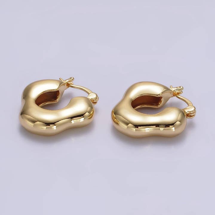 14 K guld fyldte abstrakte sky dome lås Hoops øreringe for engroshandel hos Aim Eternal