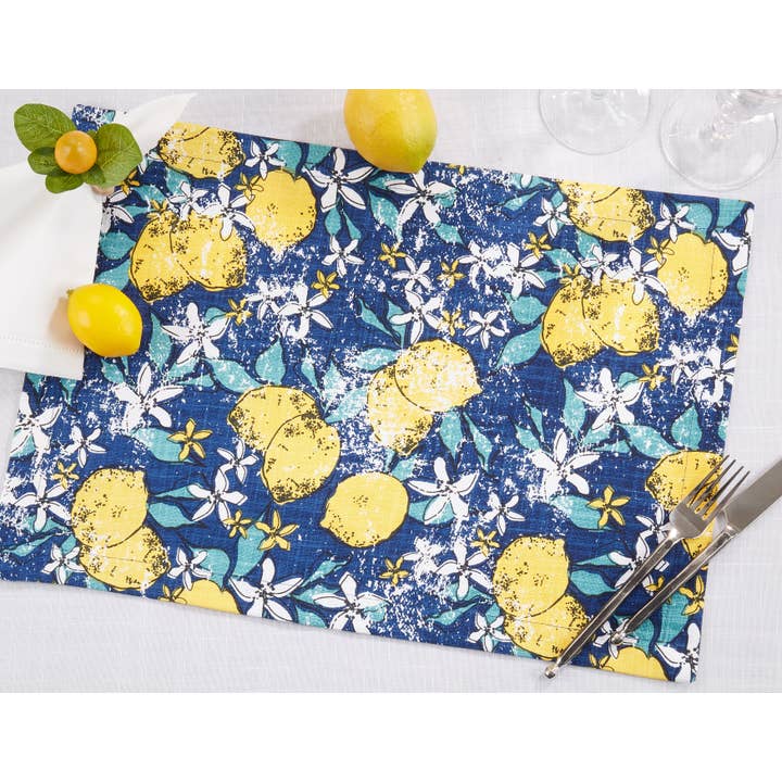 Navy Blue Lemon Placemat for wholesale on Faire