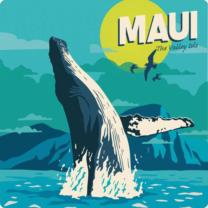 WHIRLED PLANET - Wholesale Wall Tile - Maui Whale Hawaii Ceramic Tile with Cork Back