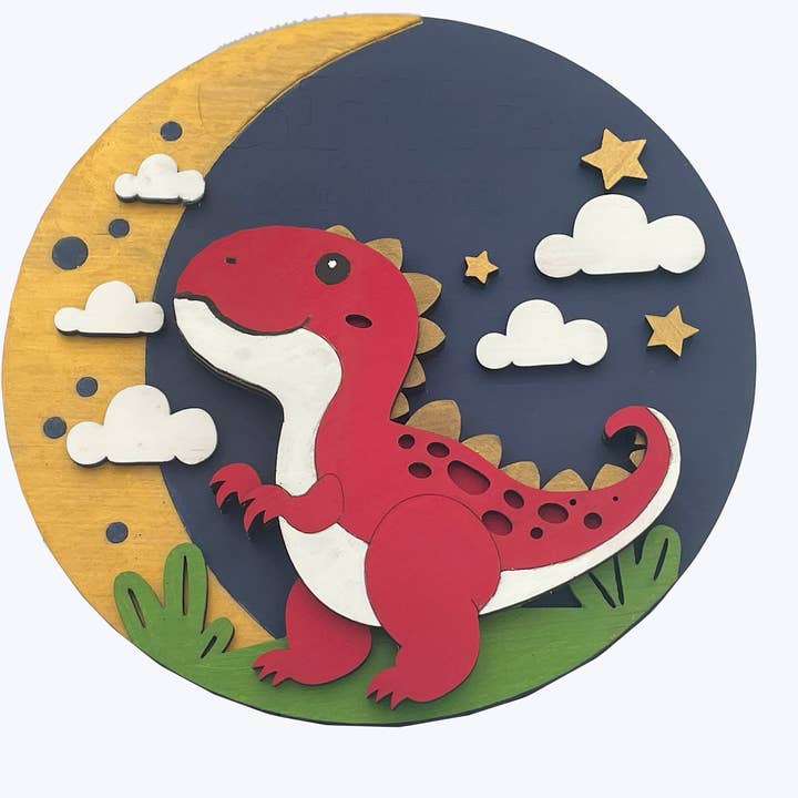 La~Artisan - Wholesale Wall Decor - Kids & Baby - Custom Dino 3D Wood Nursery Name Sign Personalized