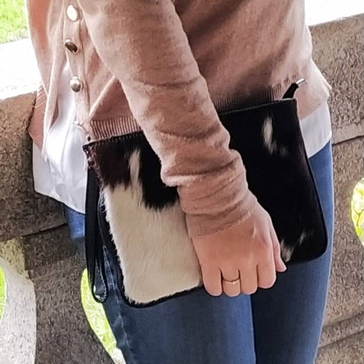 MYMARMOTT - Vente Pochette – femme - Sac à main Hera en cuir de vache et poil de poulain imprimé