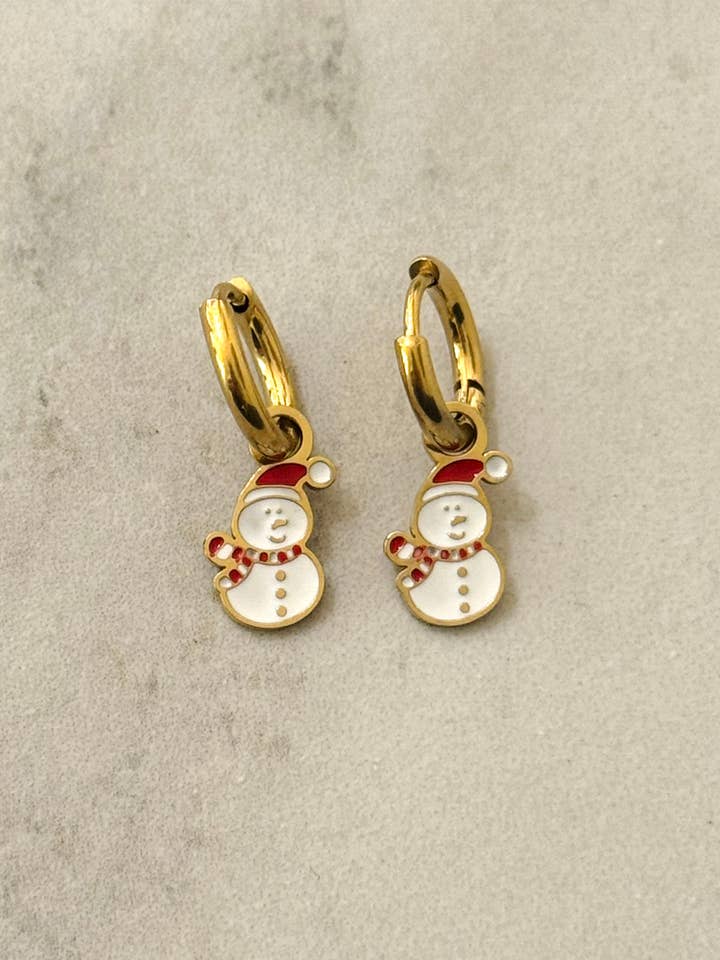 Sam The Snowman Christmas Hoop Earrings for wholesale by Cassette Barcelona