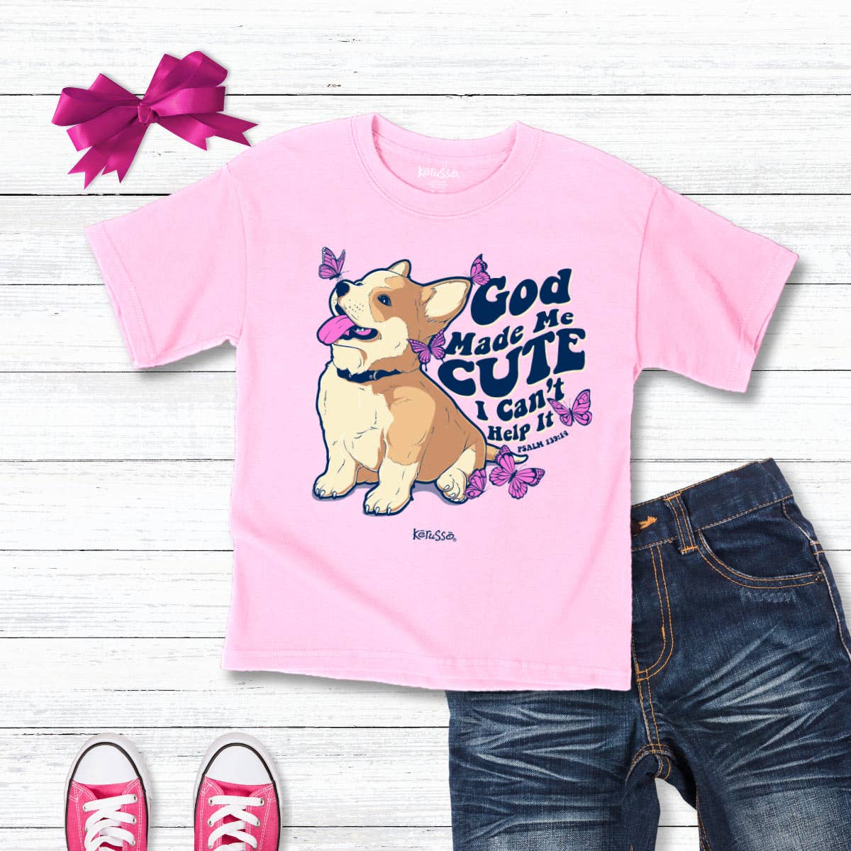 Light Pink Kerusso Kidz T-Shirt Cute Puppy for wholesale on Faire3