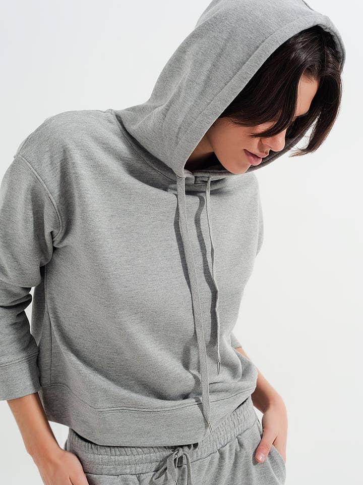 Basic hoodie in grey for wholesale by Q2—All Orders:Free Duties for the US,UK,and Canada