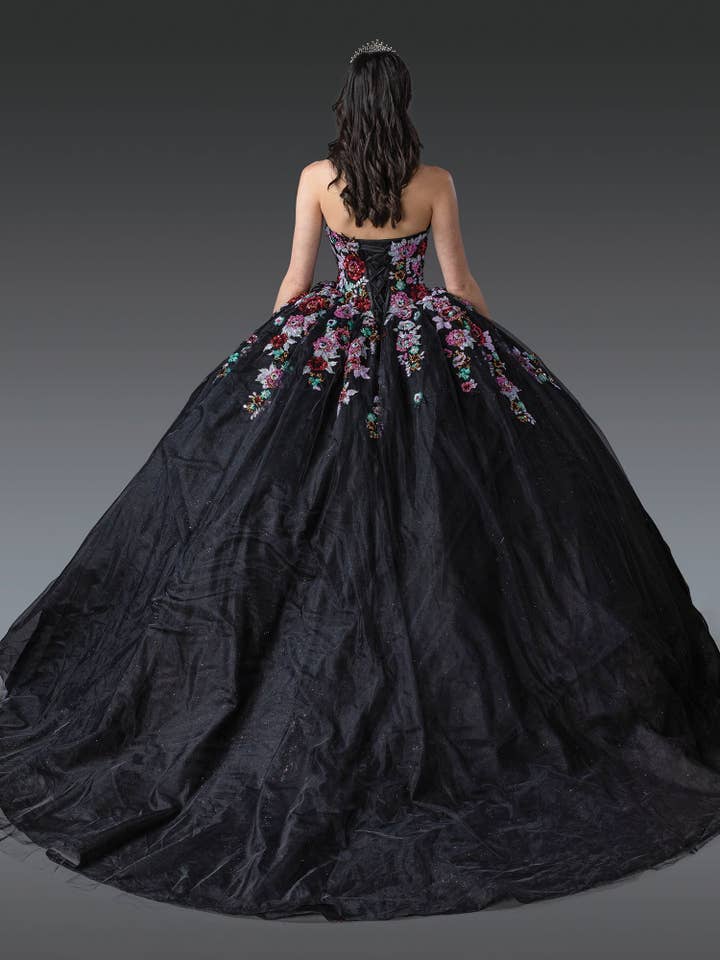 BLACK Wholesale Quinceanera Dress Strapless Masquerade Ball Gown By LAQ1927 for wholesale on Faire