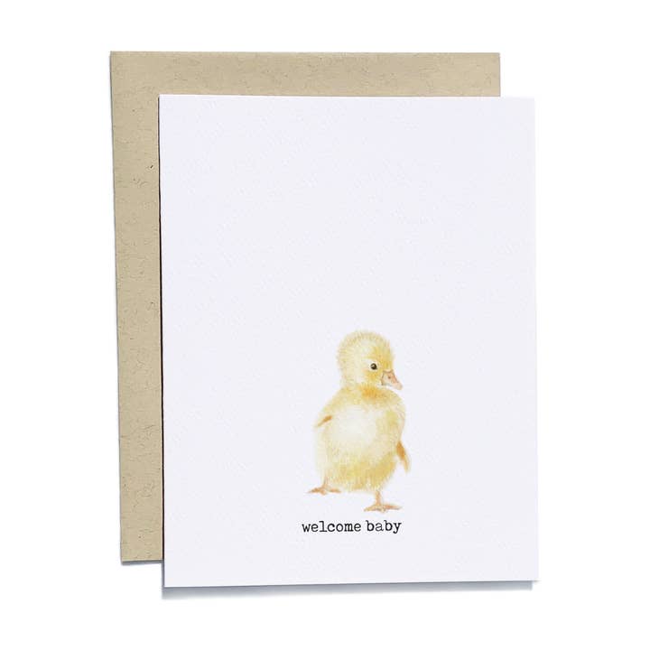Duckling Welcome Baby Card for wholesale by Kylie Paper Co.