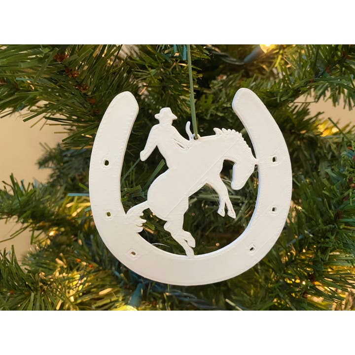 Cowboy 110 Ornament - Plastic (White) (3D-Printed) for wholesale by Economy Ornament