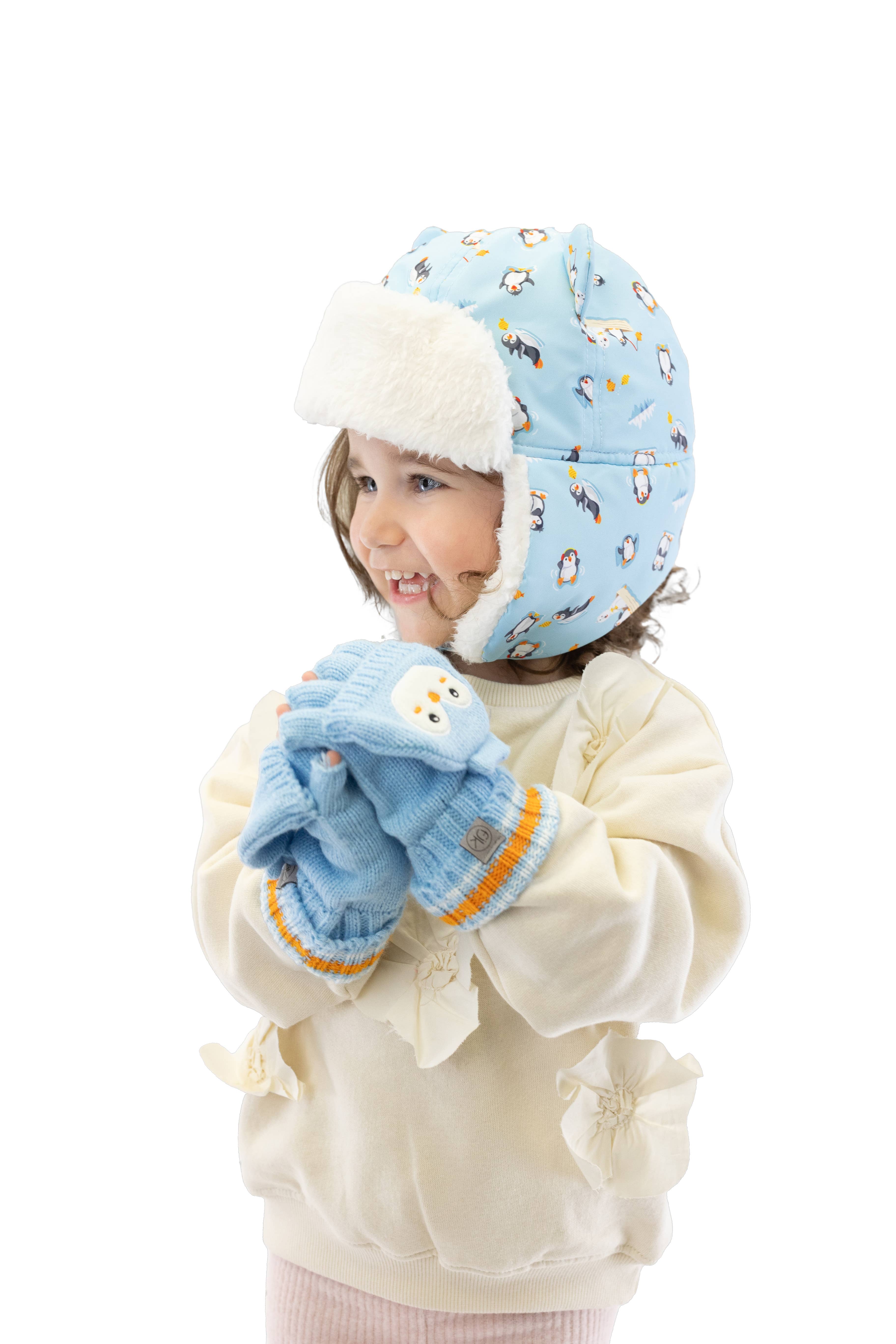 FlapJackKids – wholesale Trapper-/Bomberhattar – Barn – Vattenavvisande trapperhatt - Isfiskepenguin1