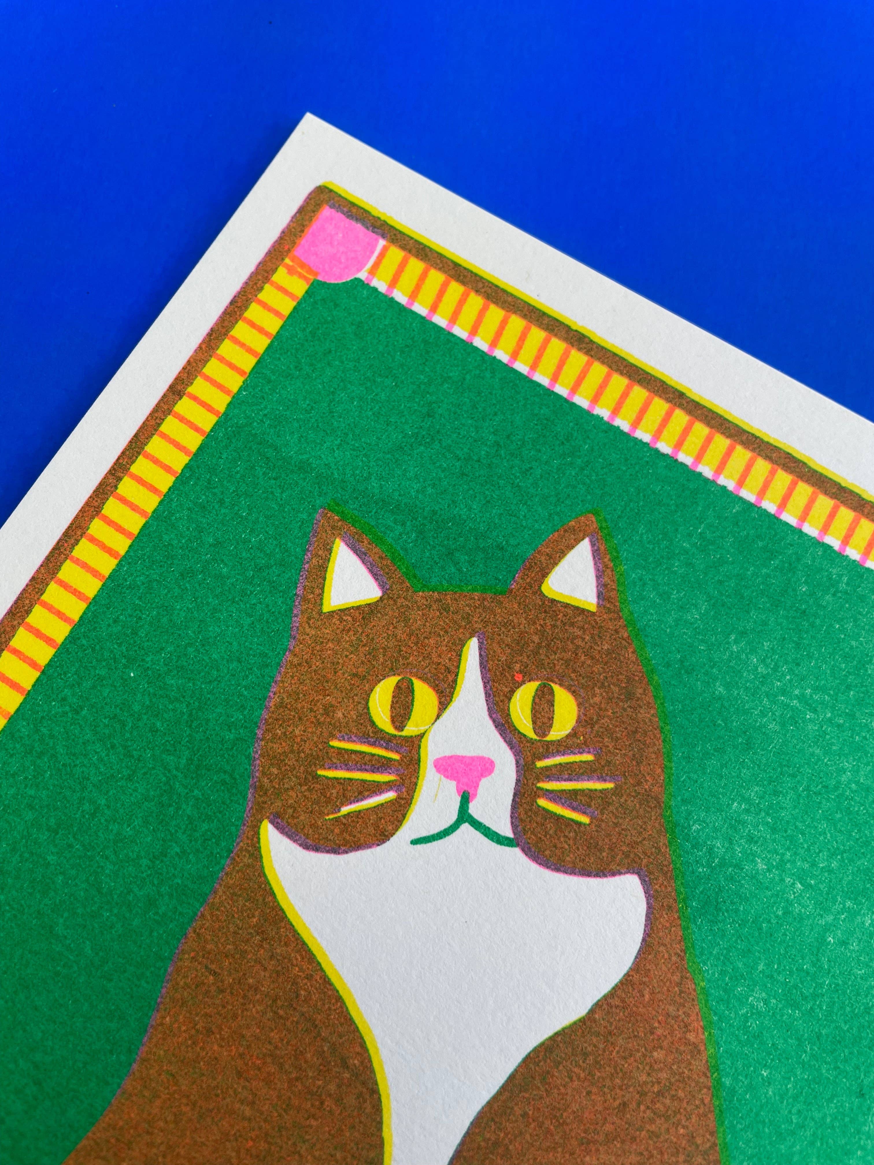 naomi wilkinson illustration - Wholesale Art Print - Black Cat Mini Riso Print1