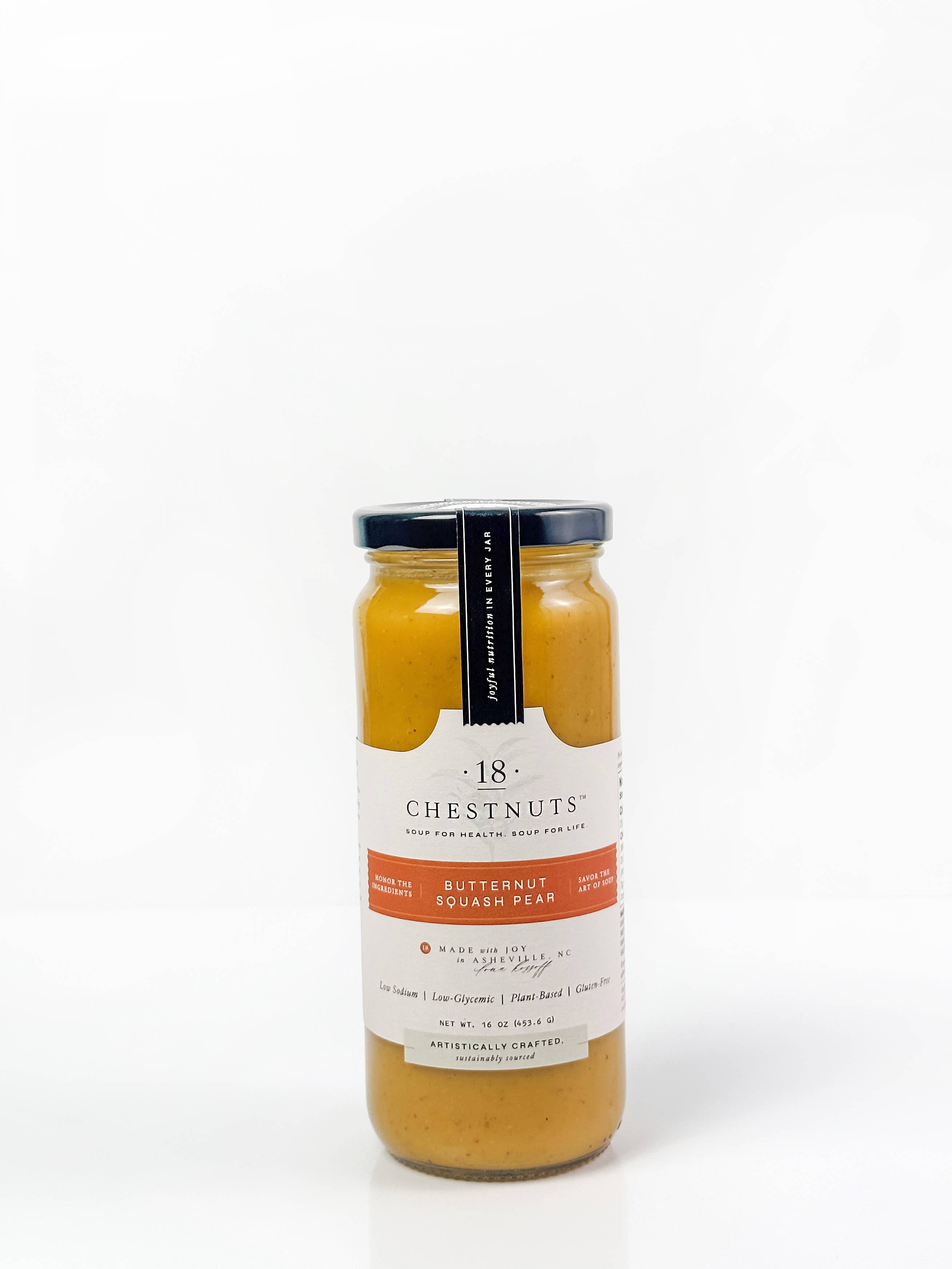 18 Chestnuts Soups - Wholesale Soup - Butternut Squash Pear Soup 16 oz Plant Based & Gluten Free