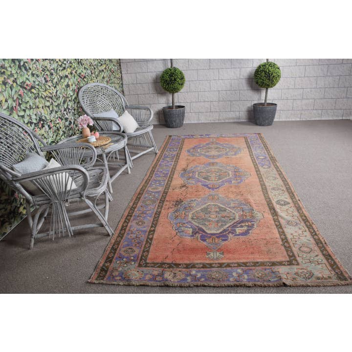 Turkish 4,8x10,2 ft Rug, Vintage Large Rug, Green Geometric with floral elements Rug for wholesale by The Loom Wholesale