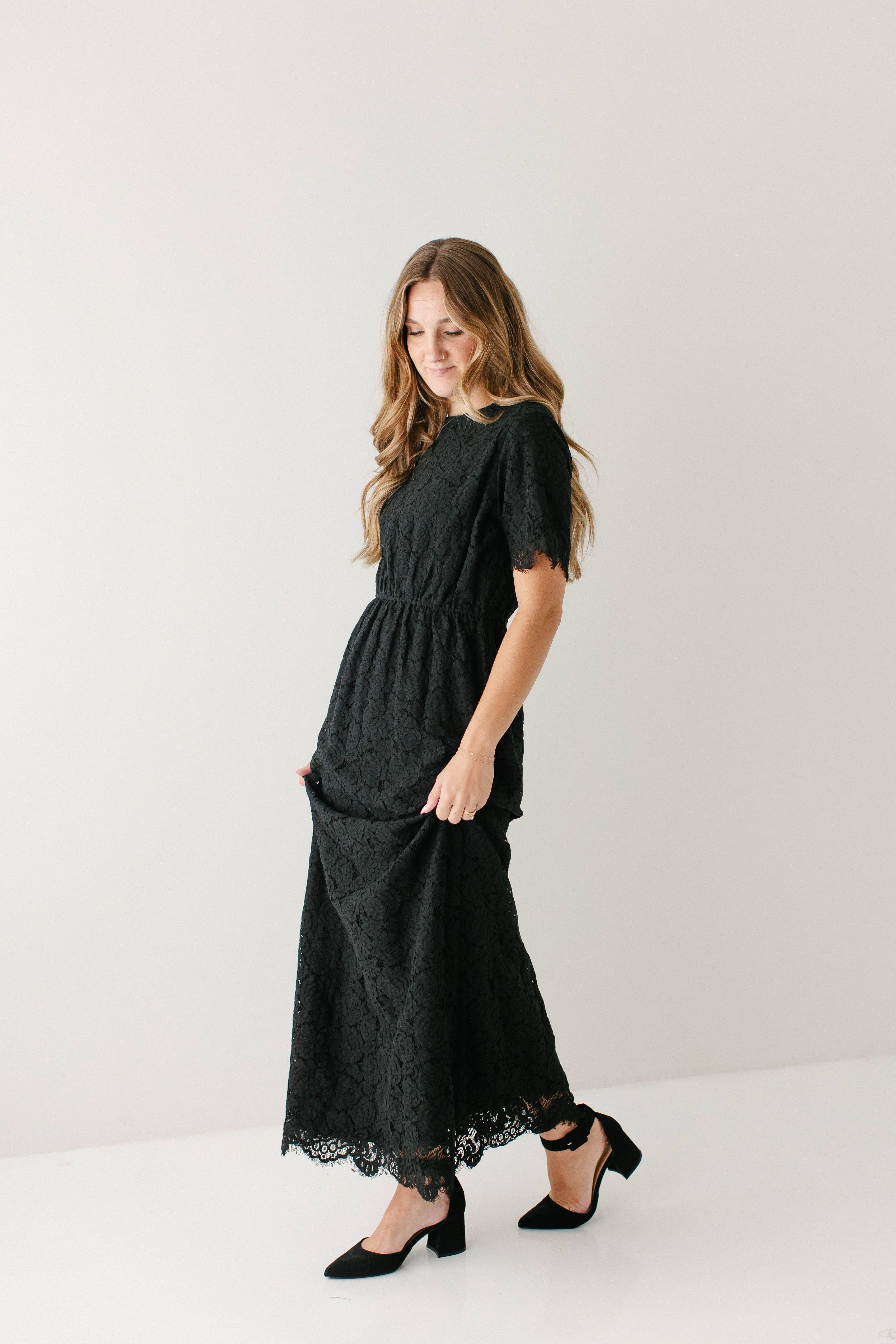 The Main Street Exchange - Wholesale Dress - Women's - 'Odessa' Round Neck Lace Maxi Dress1