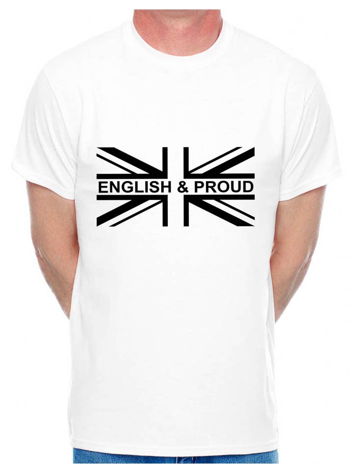Print4U - Vendita all'ingrosso Maglietta serigrafata - Uomo - T-shirt da uomo personalizzata Union Jack English & Proud Country of Your Choosing2