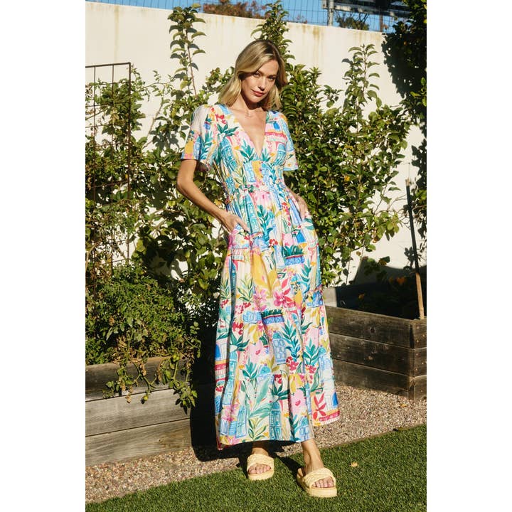 SWEET DREAMS Long Summer Plunging Tiered Maxi Dress for wholesale on Faire