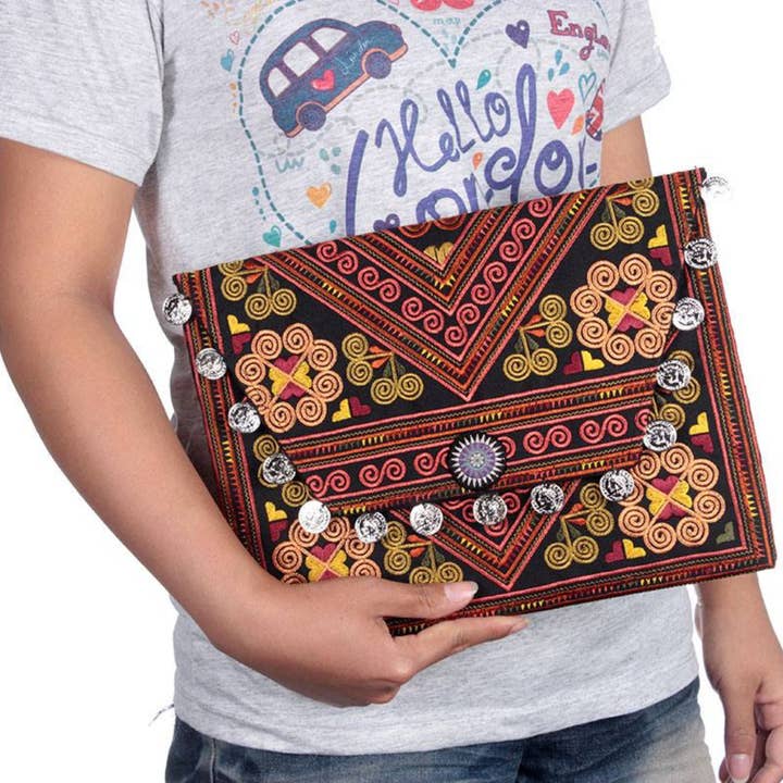 PACCHETTO: Pochette Boho con monete ricamate da 6 pezzi | Borsa per iPad - T per la vendita all'ingrosso da parte di Lumily