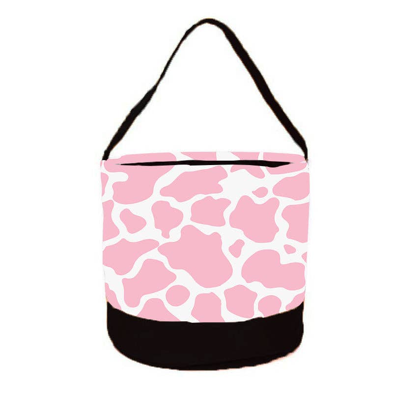 The Front Porch Label - Wholesale Storage Bin - Pink Cowhide Round Storage Bin2