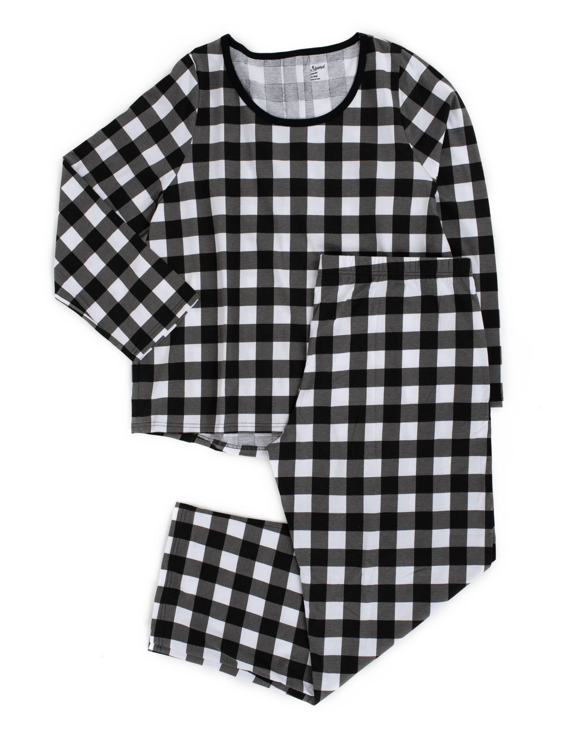 Leveret Pajamas - Wholesale Sleepwear Set - Women's - Women Two Piece Cotton Pajamas Plaid for Christmas12