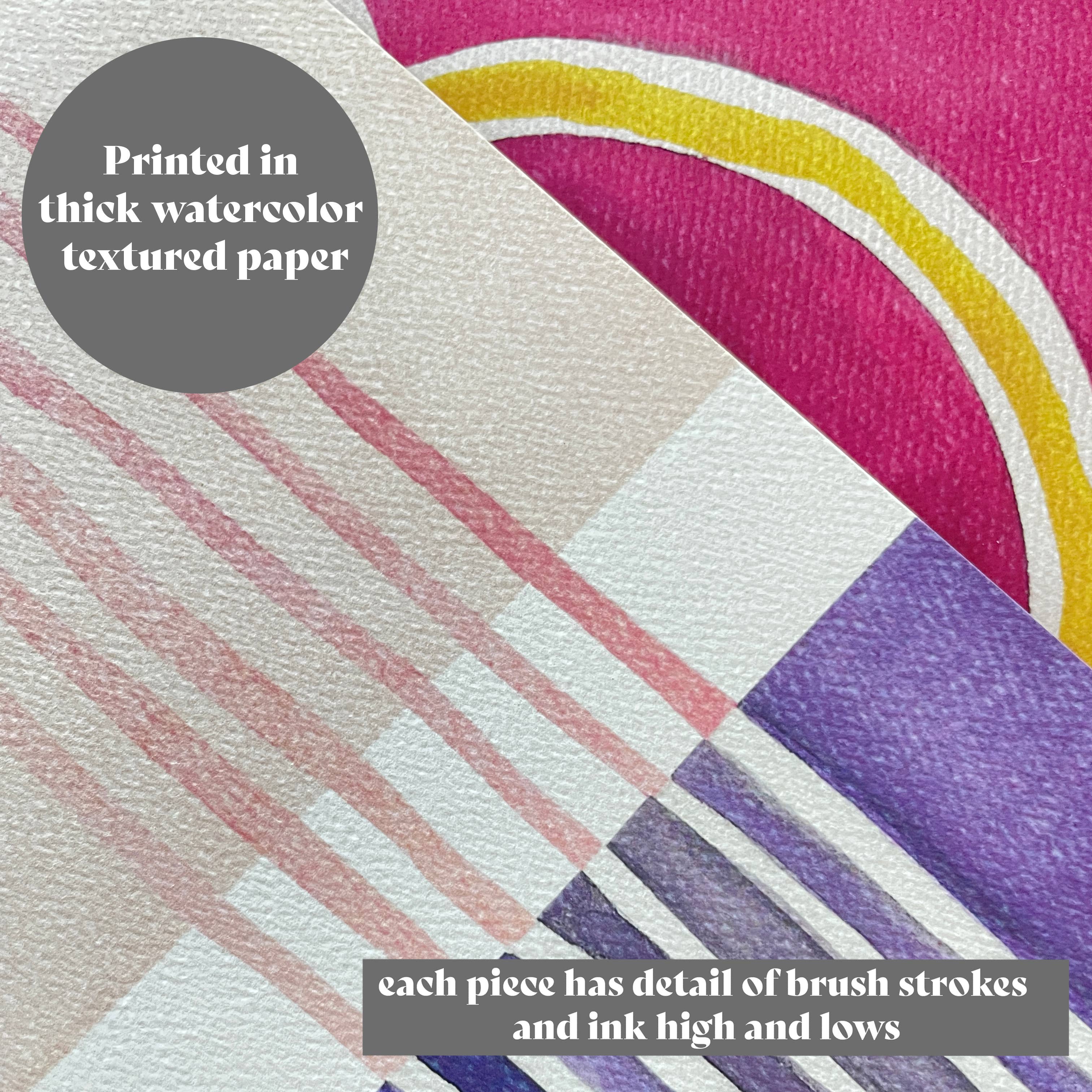 Honora Papers - Vente Affiche d'art - Impression d'art abstrait moderne du milieu du siècle rose et violet2