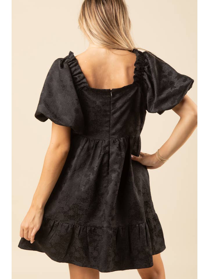 VERY J - Wholesale Dress - Women's - ND31132-Square Neck Jacquard Holiday Party Mini Dress5