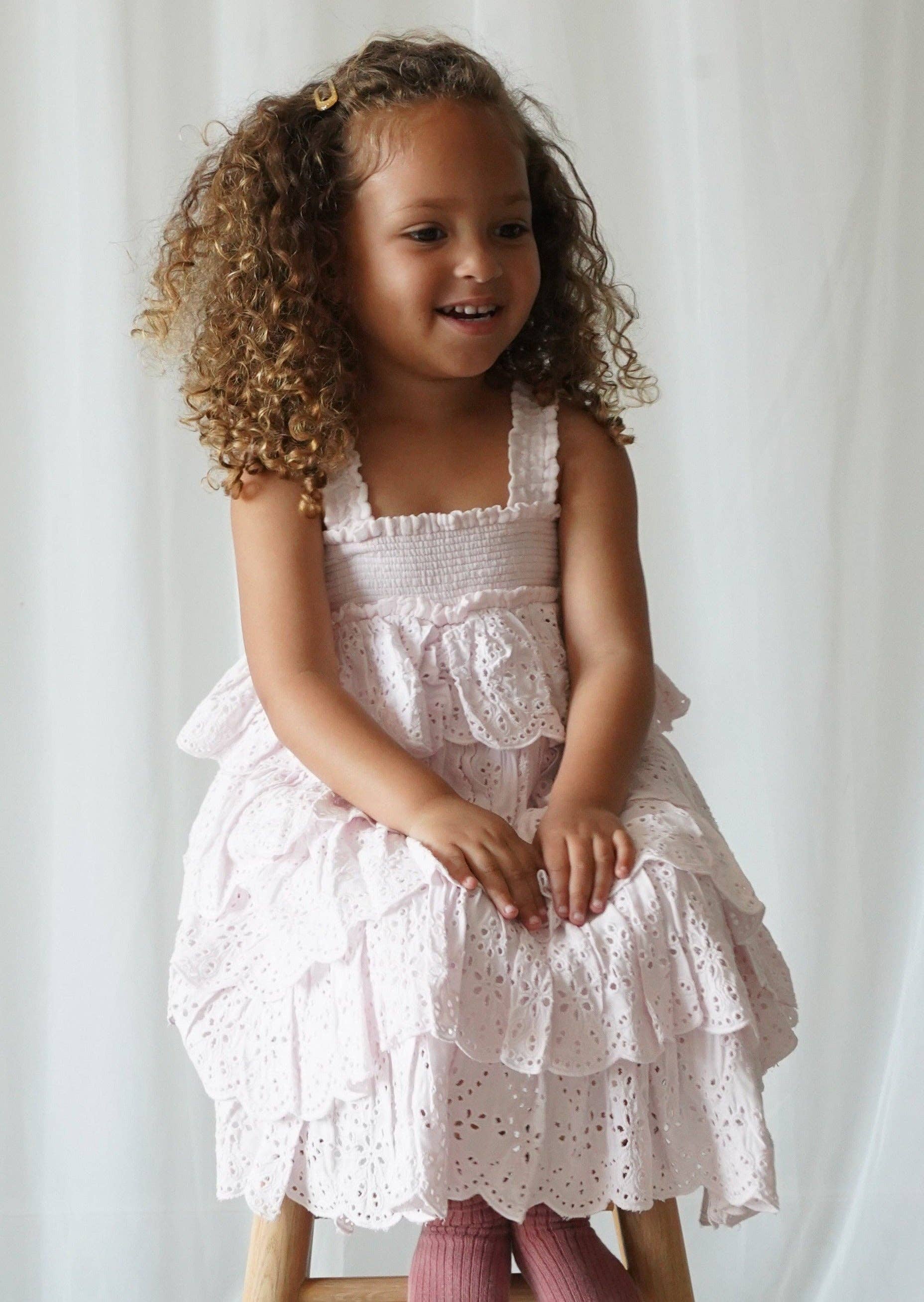 Lepela - Wholesale Dress - Kids - Amélie | Muslin Cotton Anglaise Dress | Seashell7
