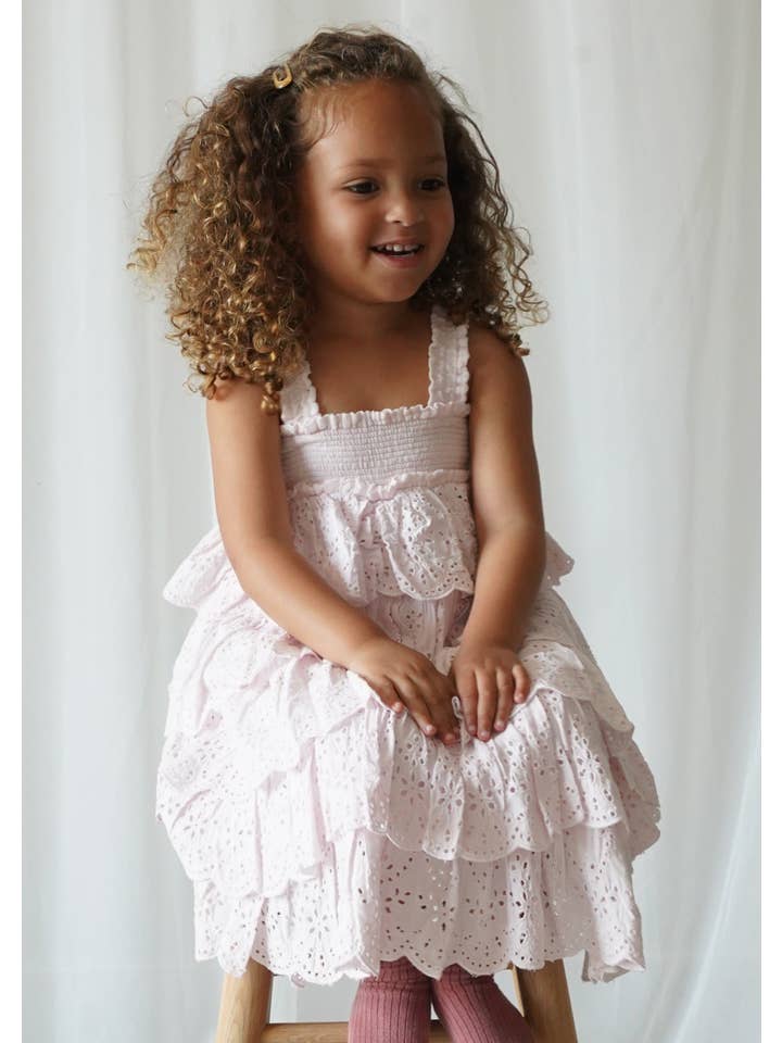 Lepela - Wholesale Dress - Kids - Amélie | Muslin Cotton Anglaise Dress | Seashell7
