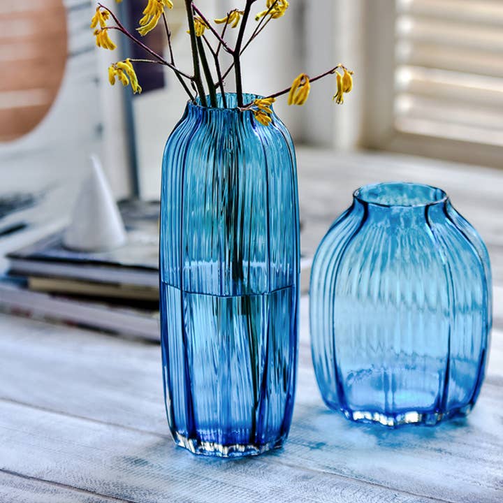 Noah Decoration – Großhandel Vasen – Modernes blau-grau-lila Glasvase Set1