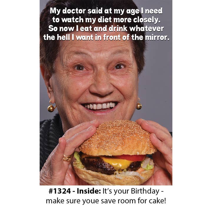 "Need To Watch My Diet" - Birthday Card for wholesale by Magik Missile