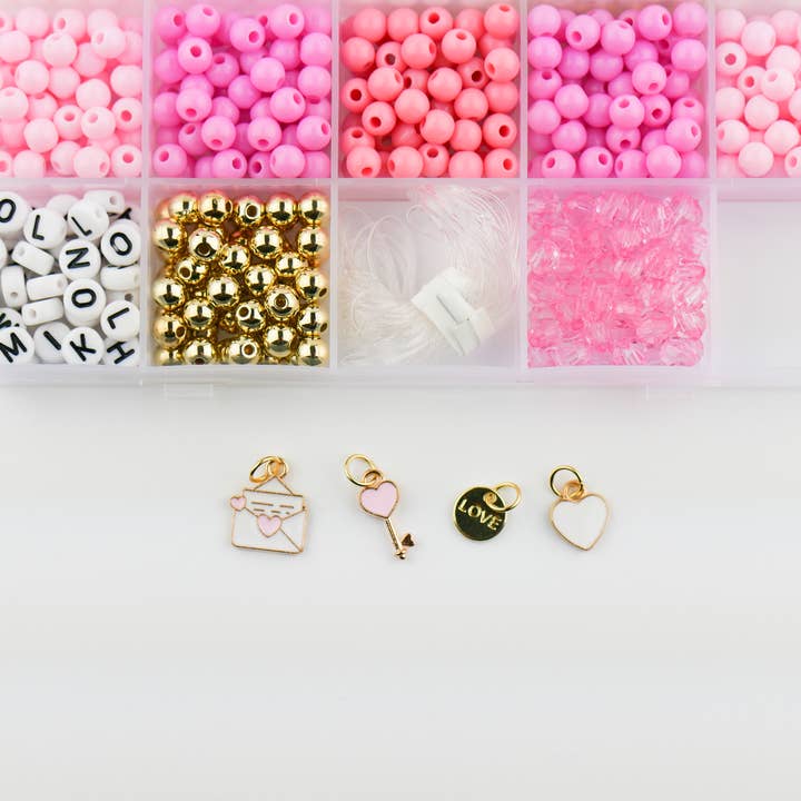 Stacked Sweetly - Wholesale DIY Craft Kit - I love You DIY Stretchy Bracelet Craft Kit4