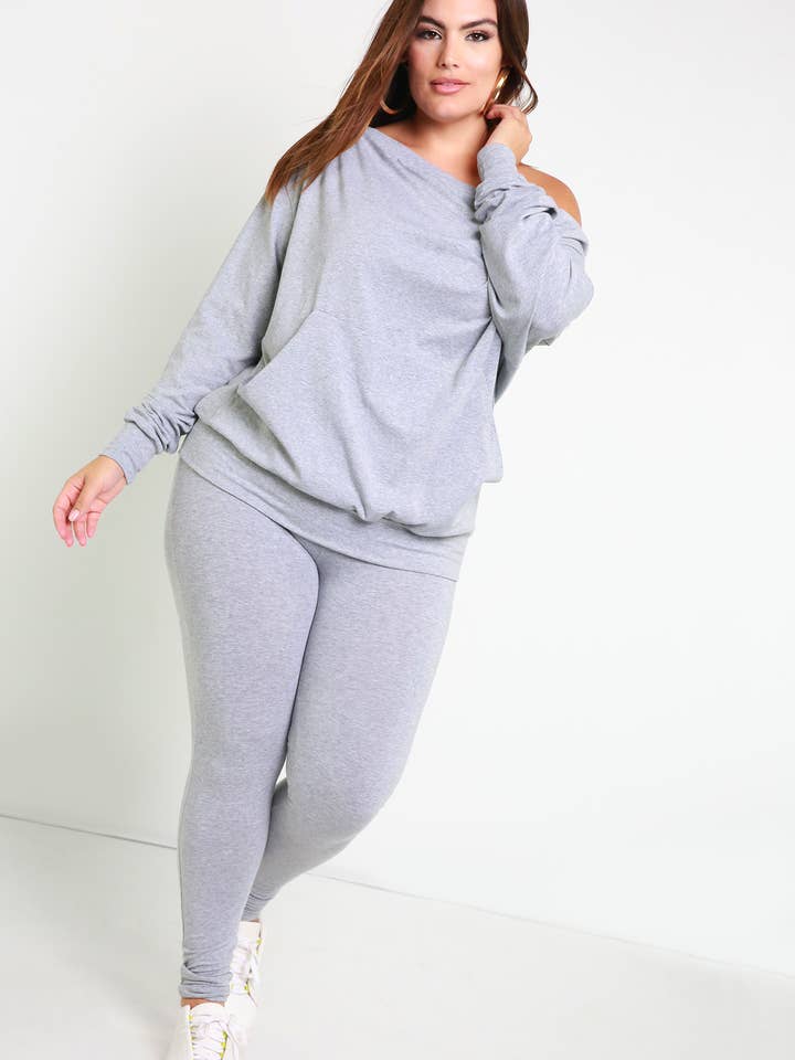 Reassurance Over The Shoulder Sweater & Legging Set - Gray for wholesale on Faire1