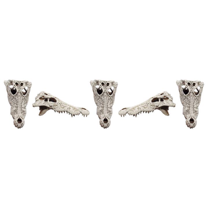 The Scale Grail - Wholesale Decorative Figurine - Crocodile Skull - 1:12 scale replica reptile skull for diorama, dollhouse, terrariums, art craft supplies curiosities oddities (set of 5)