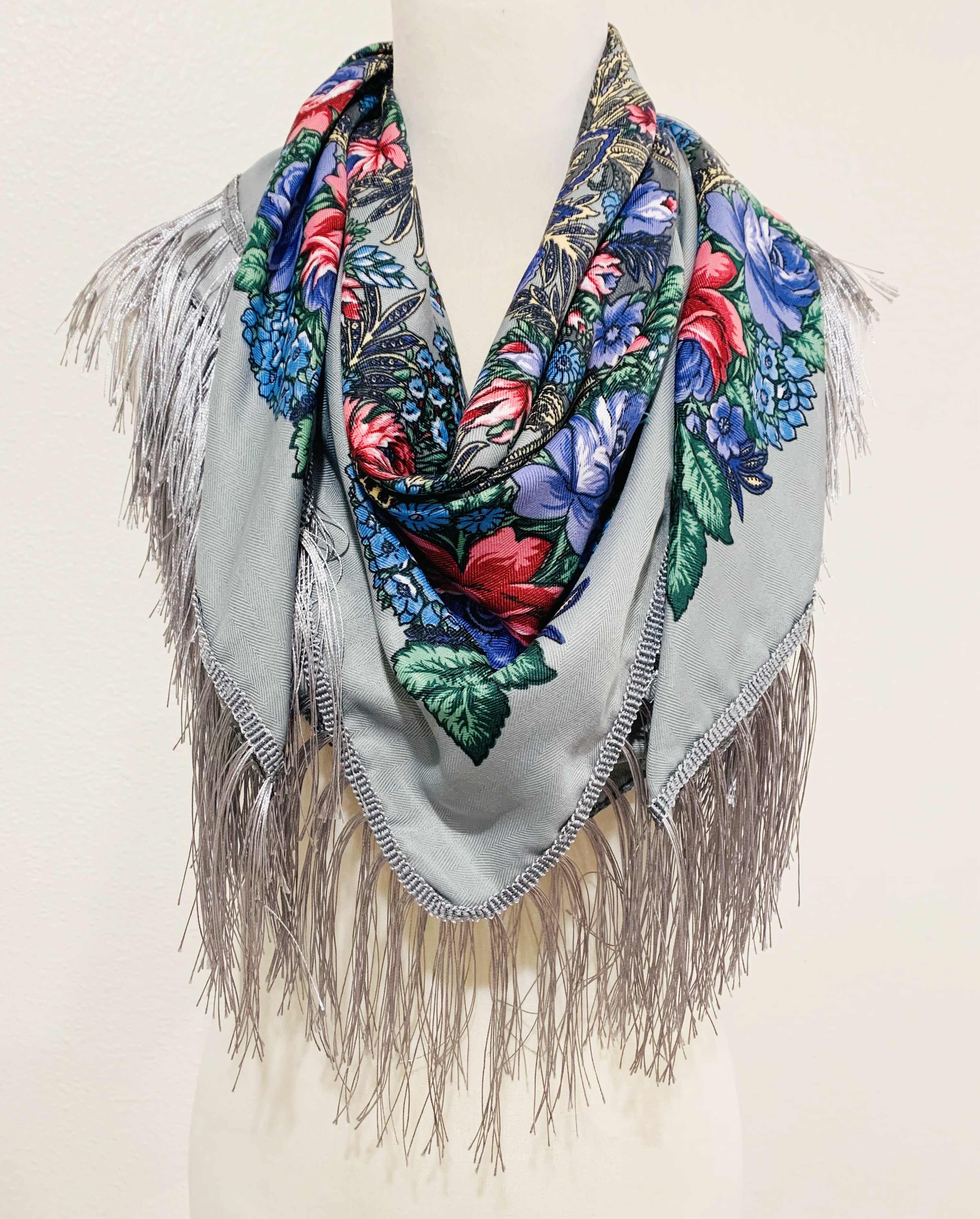 JC Sunny Fashion - Wholesale Scarf - Women's - JC023321 Western Vibe Long Fringe Floral Square Scarf/Shawl3