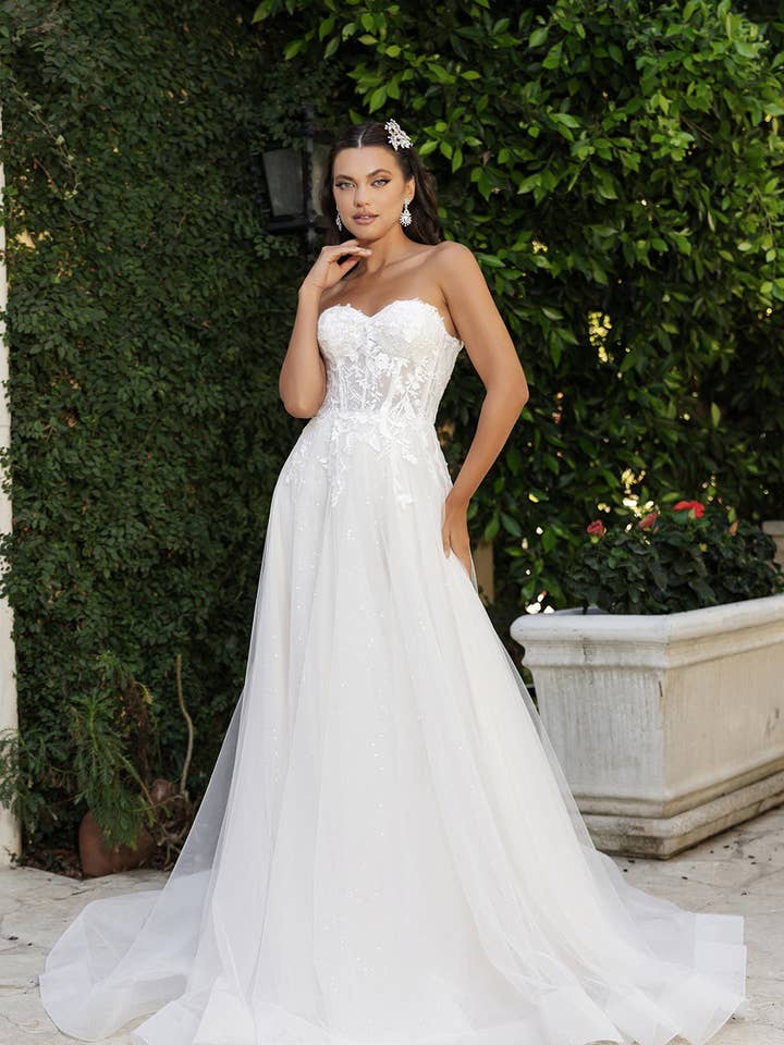 Vestido de Noiva com Mangas Compridas Destacáveis LA8168 por atacado de LA Merchandise