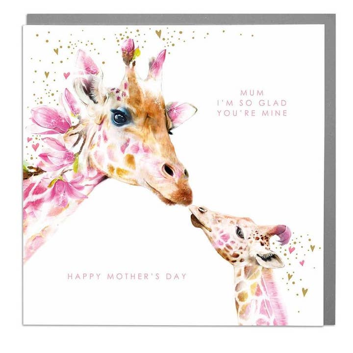 Giraffes I'm So Glad You're Mine Mother's Day Card for wholesale by Lola Design Ltd