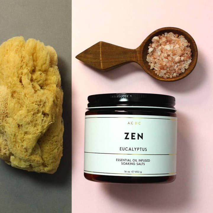 Zen Eucalyptus Essential Oil Bath Soaking Salts Amber for wholesale by ACDC Co.