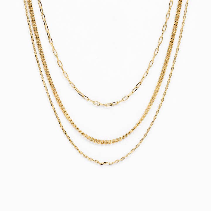 Sessori - Wholesale Link & Chain Necklace - Unique Triple Layered Chain Necklace