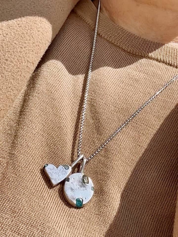 OCJ Sandcast Silver Nuggets with Sapphires for wholesale by Ona Chan Jewelry