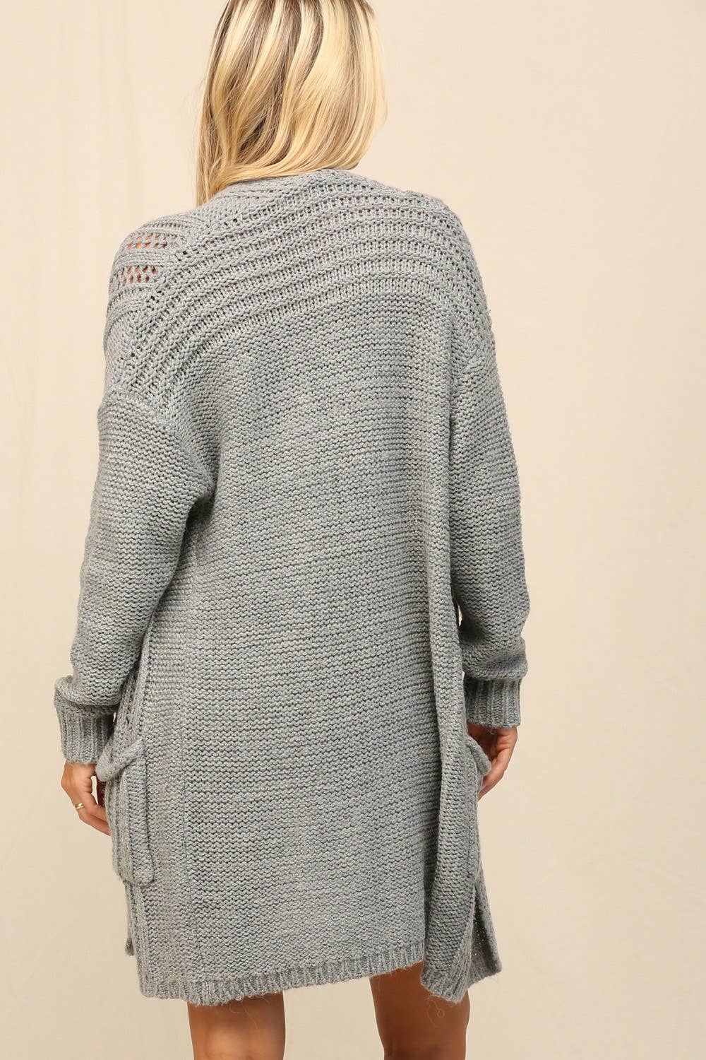 KyeMi - Vente Cardigan – femme - Long cardigan en maille douce avec poche latérale17