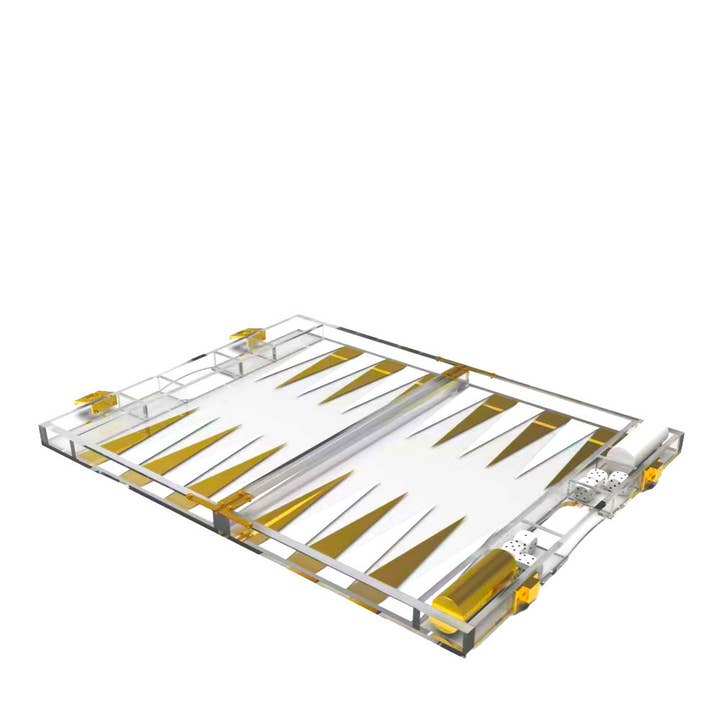 Acryl-Backgammon-Set in Weiß und Gold für den Großhandel von AULICA