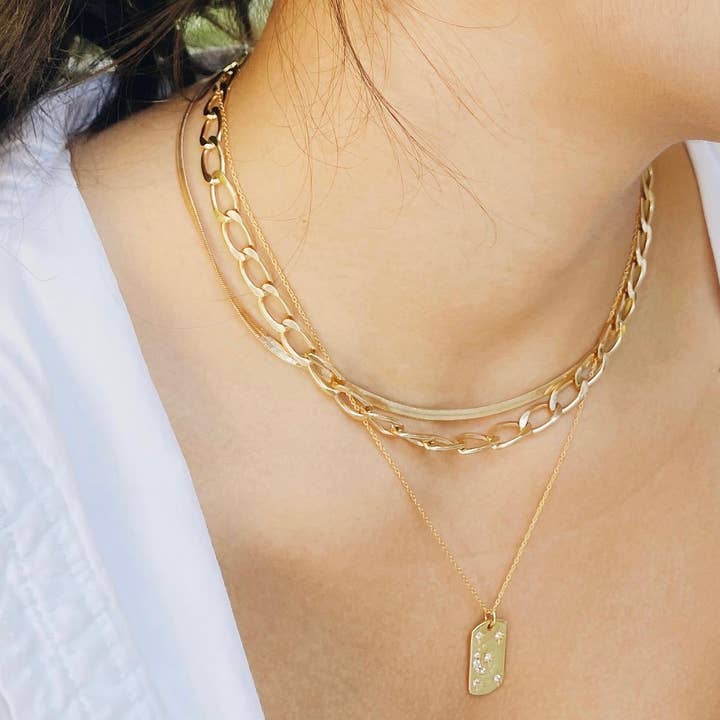 Something Silver - Wholesale Link & Chain Necklace - 3mm Herringbone Chain Necklace3