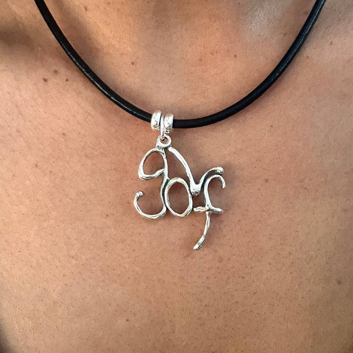 golf- Sterling Silver with Leather Necklace for wholesale by Stylized Heritage - Word Art Jewelry