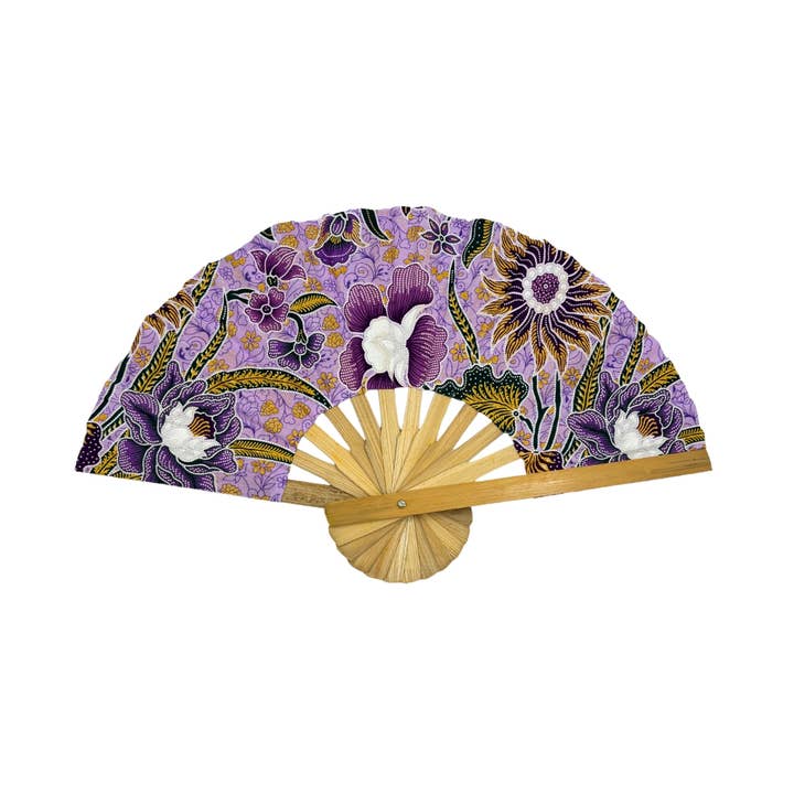 Earths Elements Wholesale - Wholesale Handheld Folding Fan - Floral Fabric Wooden Folding Fan - Assorted