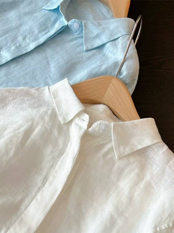 HIDDENBRAND - Wholesale Button Down Shirt - Women's - cotton linen blend button down shirt20