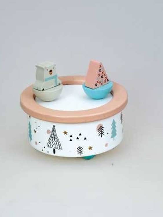 Caja de música de madera «Oso y árbol de Navidad» para venta al por mayor de Musicbox world